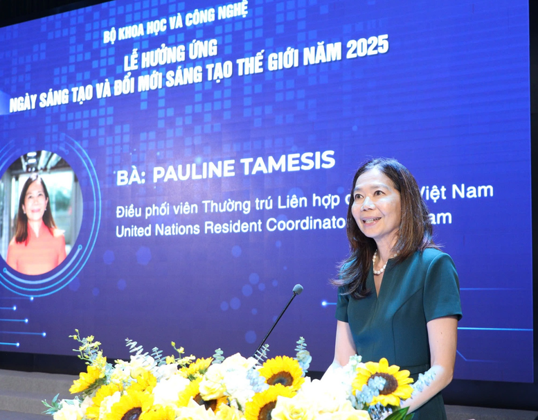 Bà Pauline Tamesis, Điều phối viên Thường trú Liên Hợp Quốc tại Việt Nam phát biểu tại Lễ hưởng ứng - Ảnh: VGP/TG